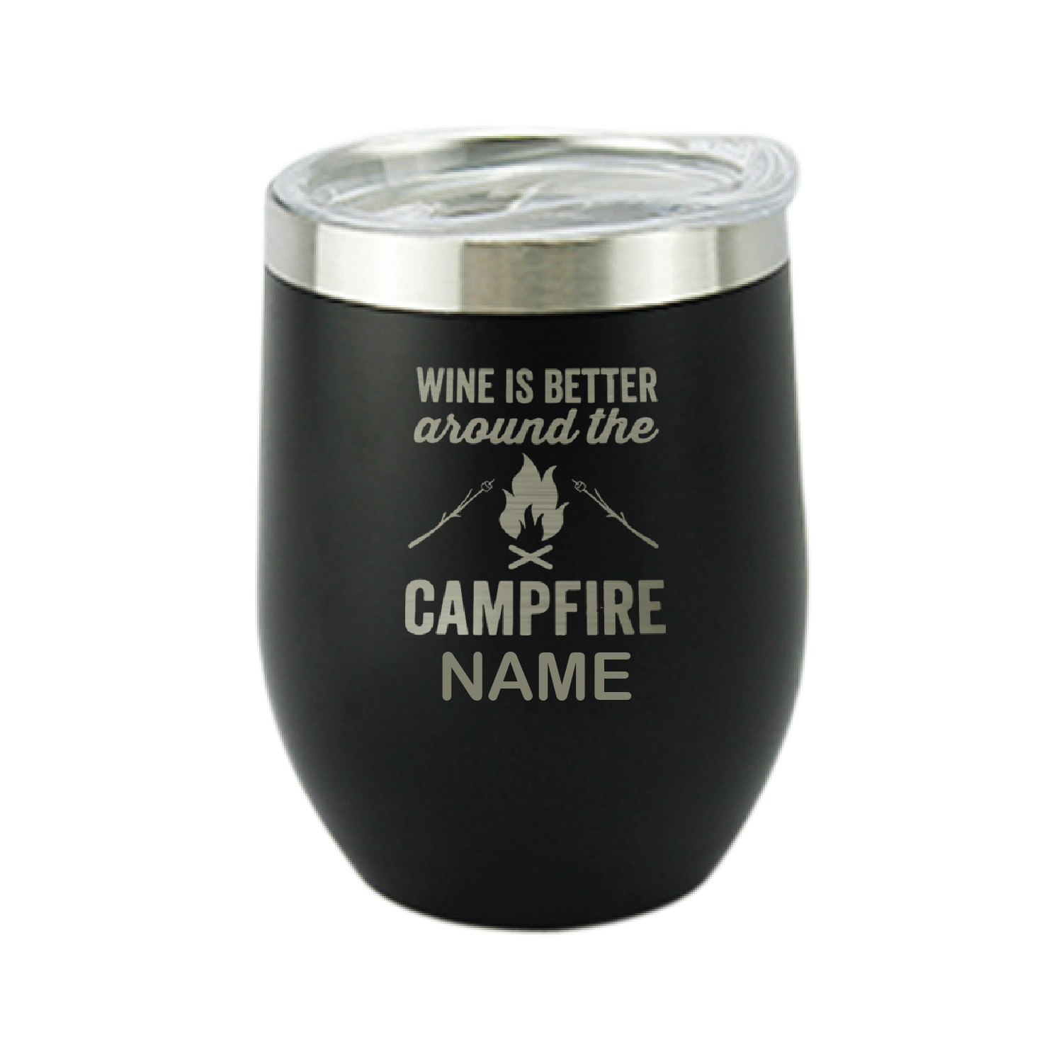 Campfire Black Wine Personalised Vacuum Insulated Stainless Steel Tumbler with Lid